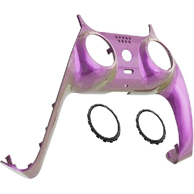 eXtremeRate Chrome Blue Glossy Decorative Trim Shell Compatible with p s 5 Controller, DIY Replacement Clip Shell, Custom Plates Cover Compatible