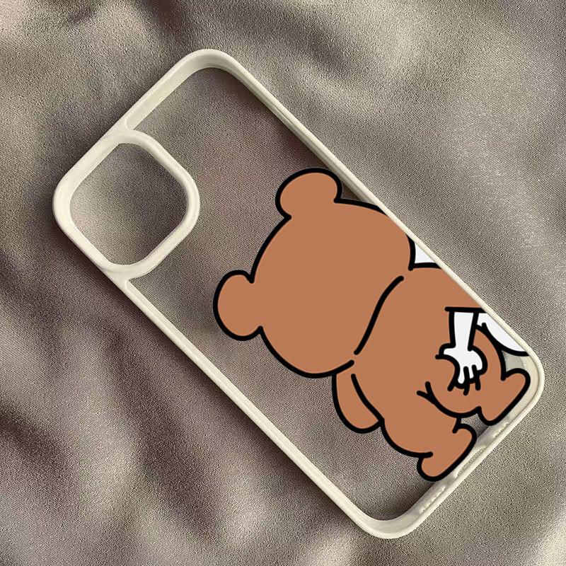 Cute Rabbit Bear Couple Design Phone Case For iPhone 15 Pro Max Cases iPhone 16 14 13 12 11 Pro Max 7 8 Plus SE X XS XR Cover