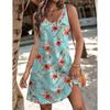 Casual Tank Dress with Pockets Summer Bohemian Beach Dresses Floral T-shirt Dresses for Women