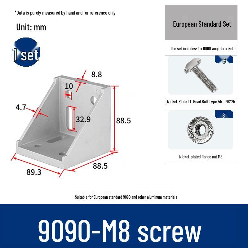 Aluminum 90° Corner Bracket Connector for 4040/2020/3030 Profiles