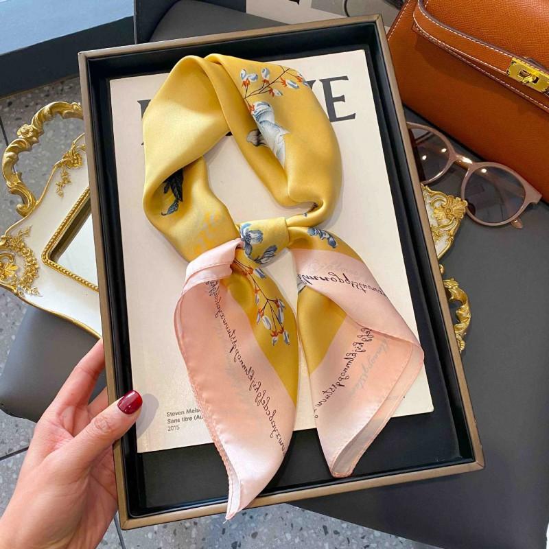 70cm Square Silk-Like Scarf Women Lightweight Fashion Accessory Office Chic Neck Wrap Stylish Print Design
