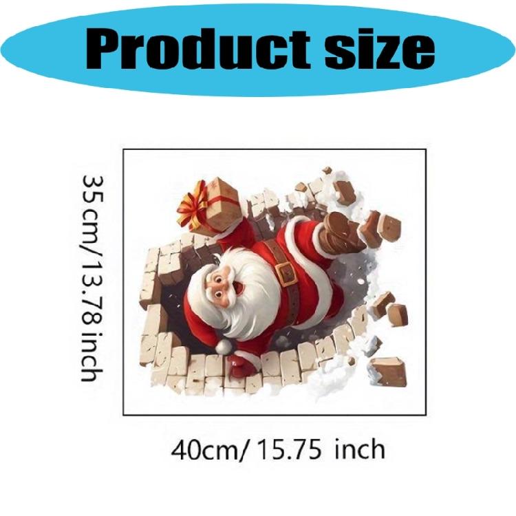 3D Christmas Wall Decal Winter Cracked Wall Sticker Xmases Holiday Party Supplies Santa Clauses Wall Sticker Home Decors