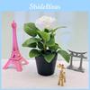 Faux Rose Potted Plant With Plastic Material For Home Office And Table Display