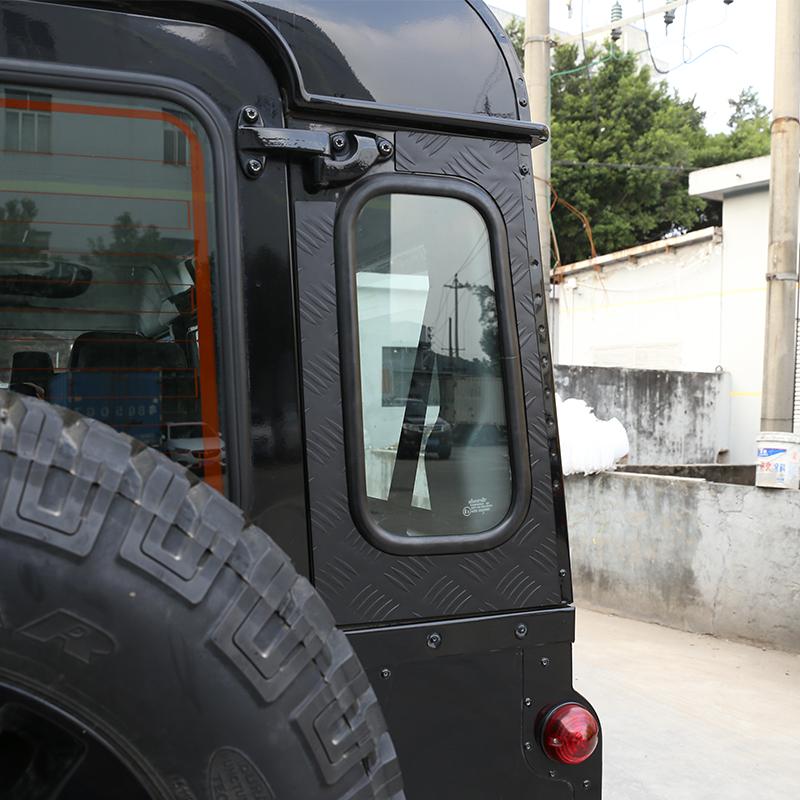2pcs Black Aluminum Alloy Car Rear Door Side Window Glass Protective Plate For Land Rover Defender 2004-2018 Exterior