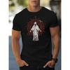European Sizes Men's Casual T Shirt White Red Gothic Pattern Street Style Men Fashion Adult Male Casual Wear