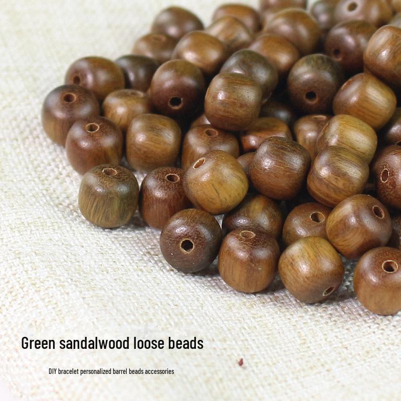 Personalized Green Sandalwood Barrel Beads 7x8MM - Natural Fragrance DIY Bracelet Accessories