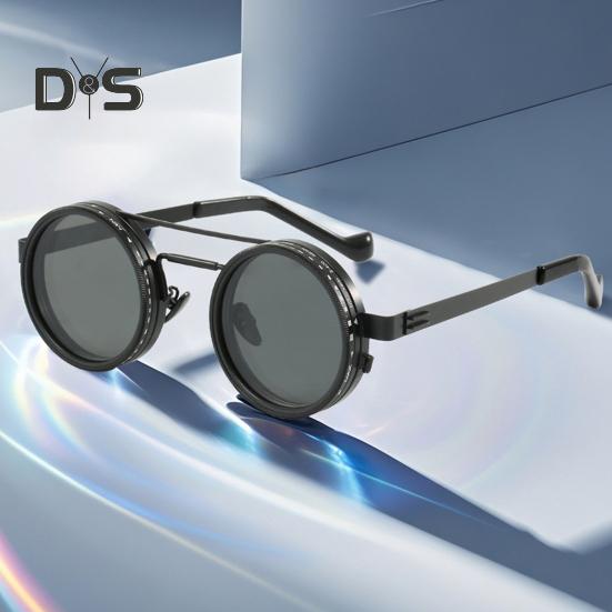 Nastaviteľné tónované slnečné okuliare s 1-9 prevodmi Retro okrúhle polarizované okuliare so šošovkami s ND filtrom pre mužov Rybolov Šoférovanie Pláž Tmavé