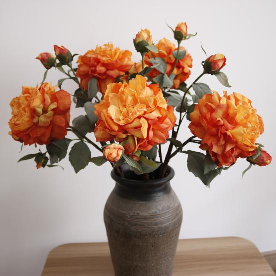 Artificial Flowers Bendable Stems Adjustable Luxury Peony Bouquet Realistic Silk Petals Home Decor for Living Room Dining Table Centerpiece