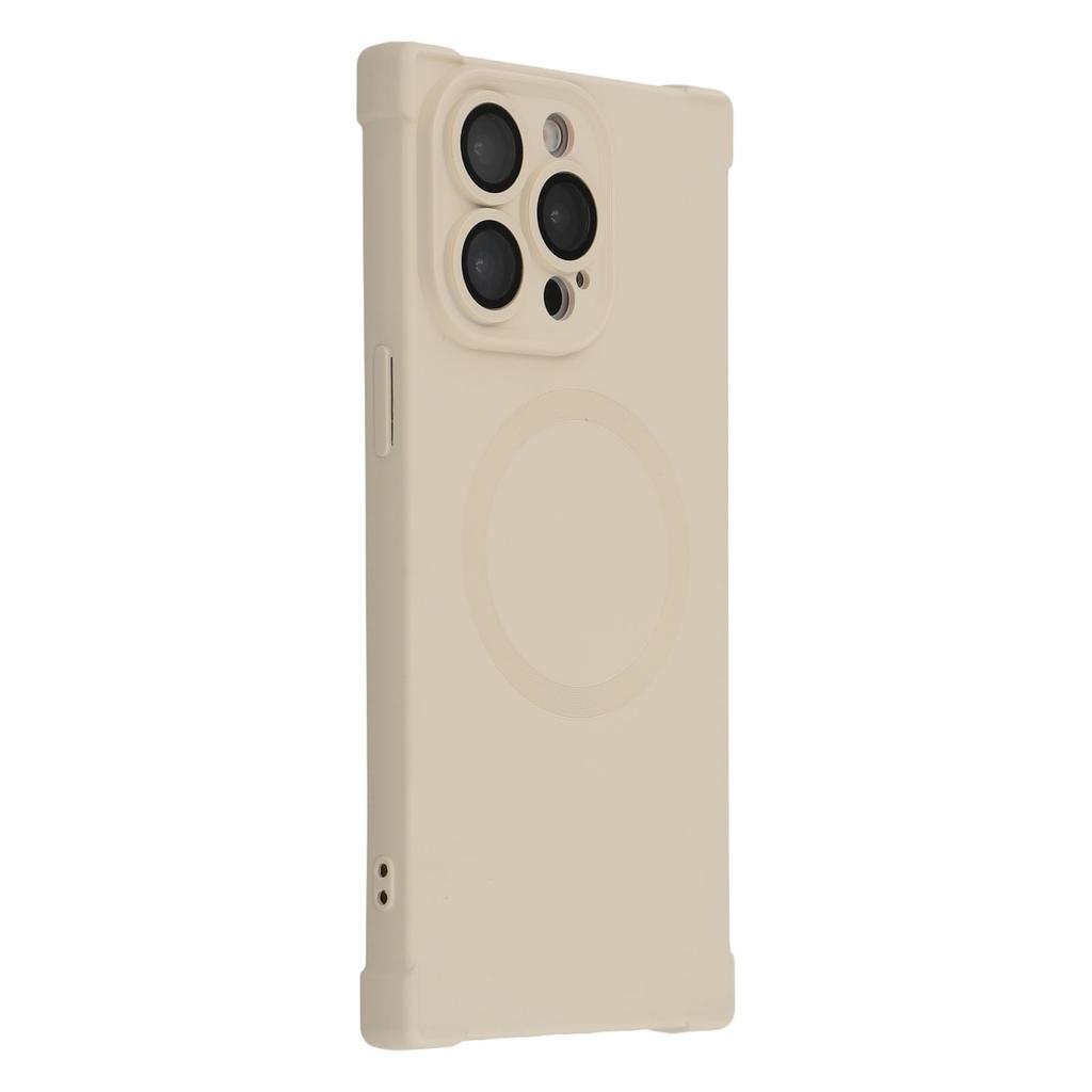 For iPhone 15 Pro Max Case Compatible with MagSafe Straight Edge TPU Phone Cover with Camera Lens Protector