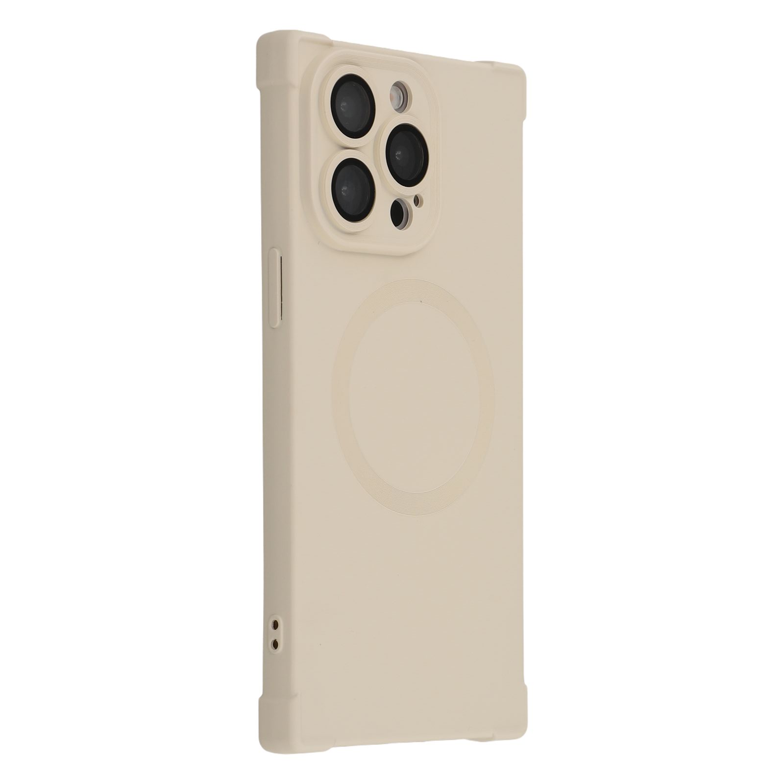 

For iPhone 14 Pro Case Compatible with MagSafe Straight Edge TPU Phone Cover with Camera Lens Protector Beige
