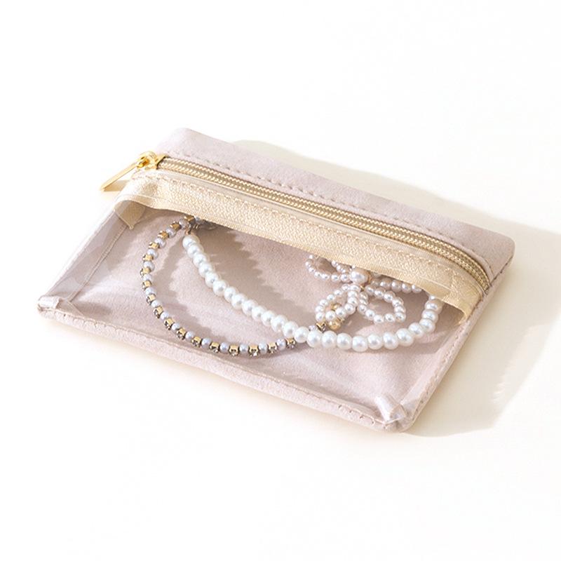Mini Jewellery Earring Ring Bracelet Jewellery Organiser Transparent Travel Jewellery Coin Zipper Bag