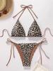 2026 Leopard Print Lace-up Bikini: Women's Sexy Two-Piece Split Swimwear
