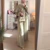 2026 Spring and Autumn New European and American Women's Clothing Cross-border Large Size Long Sleeve Lace-Up Top Suit Wide Leg Pants Two-piece Set