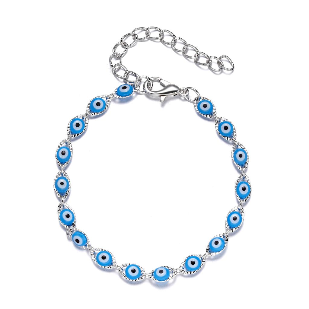 Pulseira Olho Grego Azul para Mulheres Moda Turca da Sorte Resina Corrente de Contas Ajustável Pulseira de Bracelete Festa de Aniversário Zircônia Presente