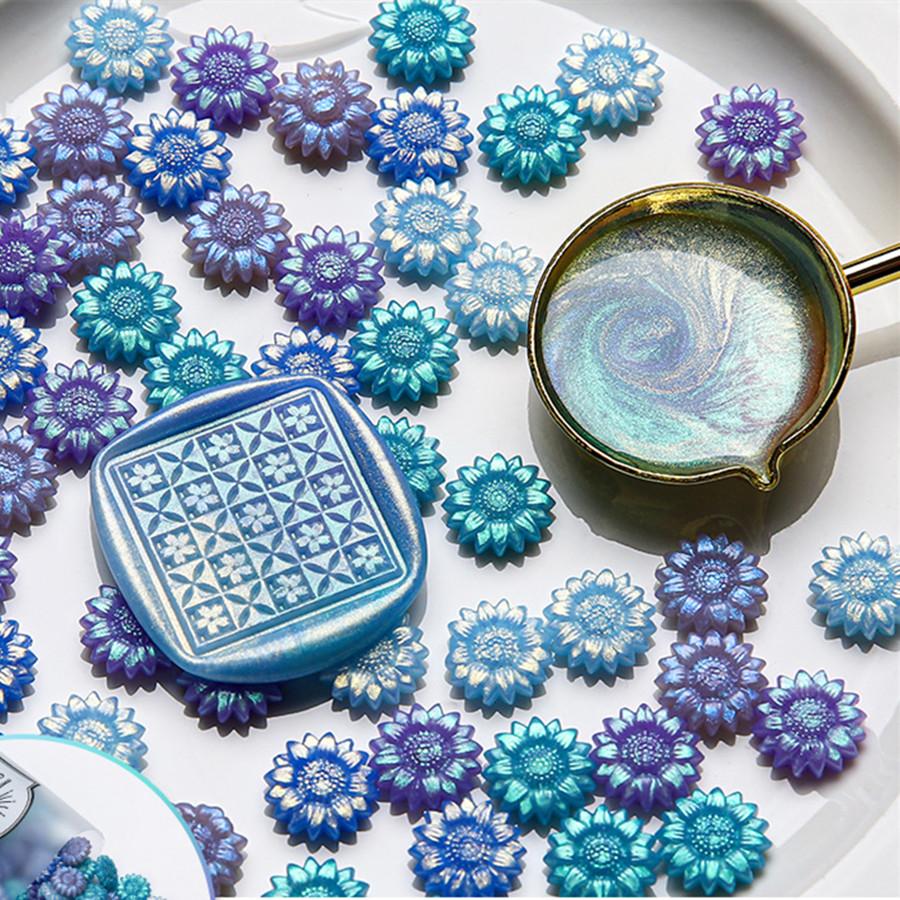 100 Stück/Beutel Aurora Sonnenblume Gemischte Farbe Siegelwachsperlen, für Hochzeitseinladungen, Briefumschläge, Wein-Geschenkverpackungen