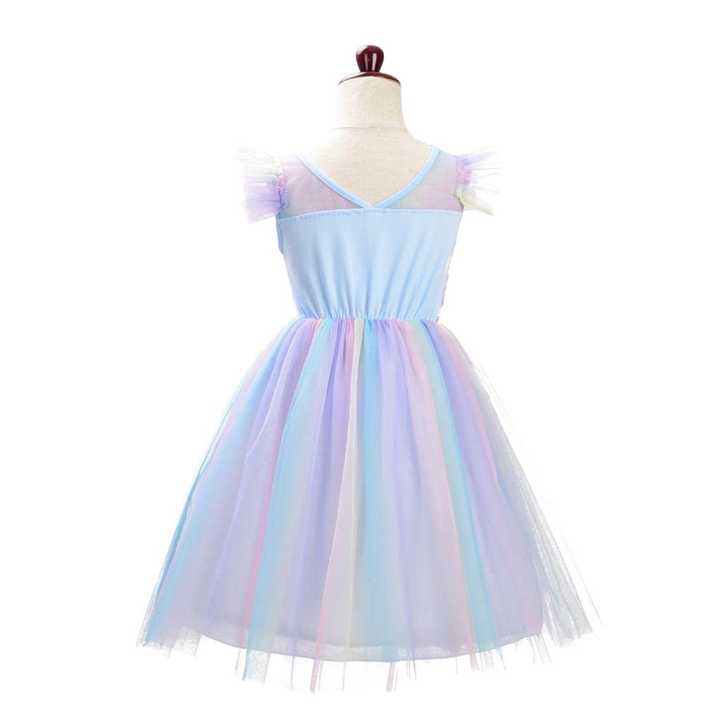 Unicorn Princess Rainbow Tulle Dress for Toddler Kids Girls Birthday Costume with Headband Fancy Party Outfit Size Years [Dressy Daisy] 2-3