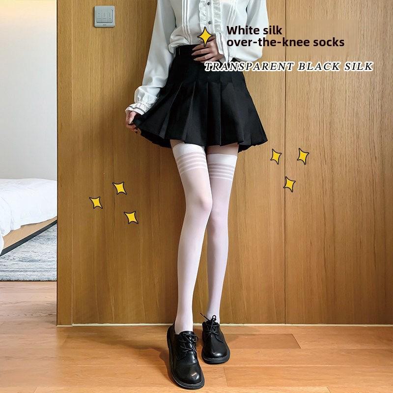 

Женские ультратонкие дышащие чулки длиной до колена из армированного шелка White. One size (simple packaging) белый