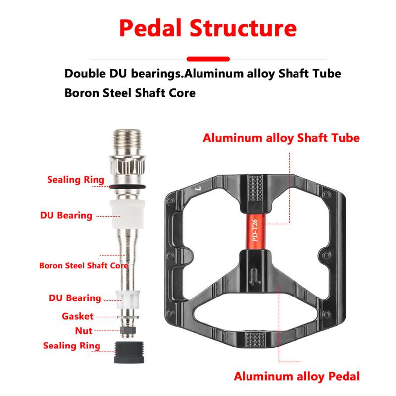 PROMEND MTB Bicycle Pedal Anti-Slip Double DU Bearings Lightweight Aluminum Alloy Pedal Wide Platform Pedals Mountain Bike Parts