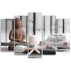 Fünfteiliger Leinwanddruck „Buddha Zen Spa“.