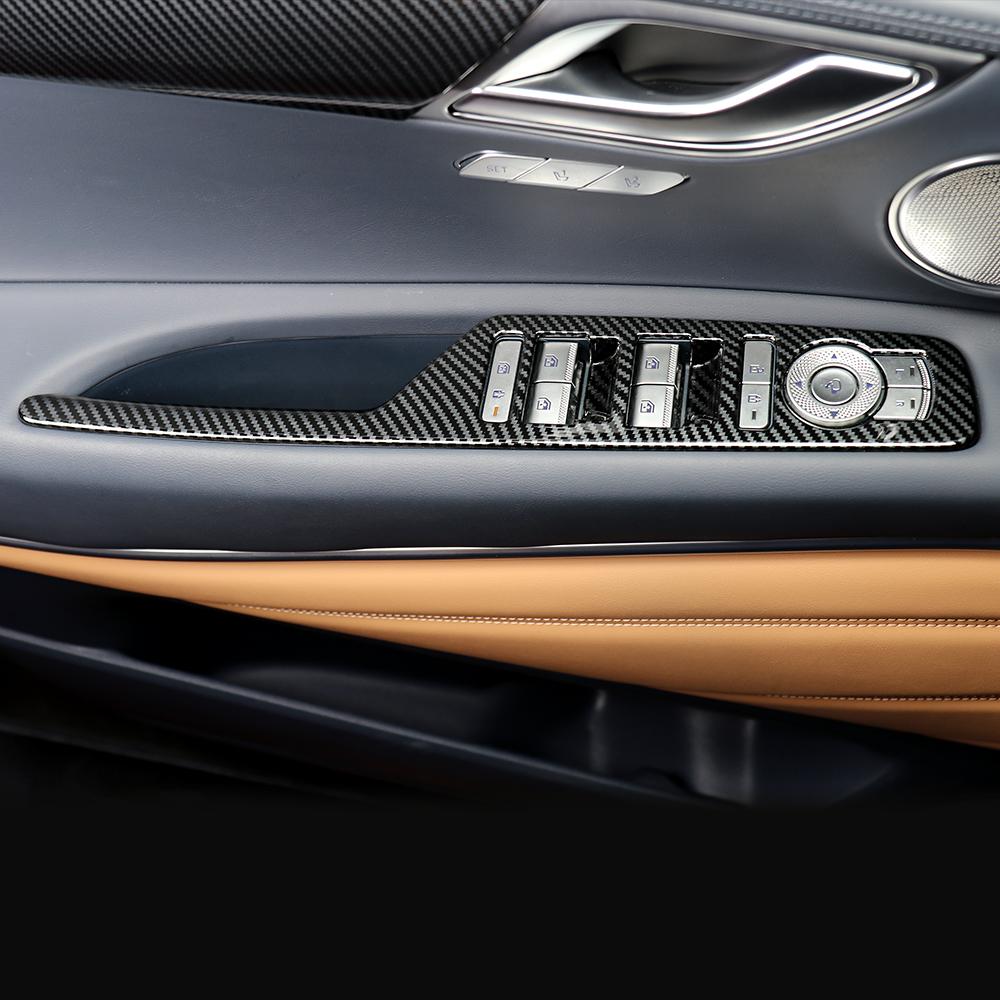 4PCS Car Window Control Button Trim Panel Door Handle Decorative Strip Cover For Genesis GV80 2021-2025 Interior Accessories LHD