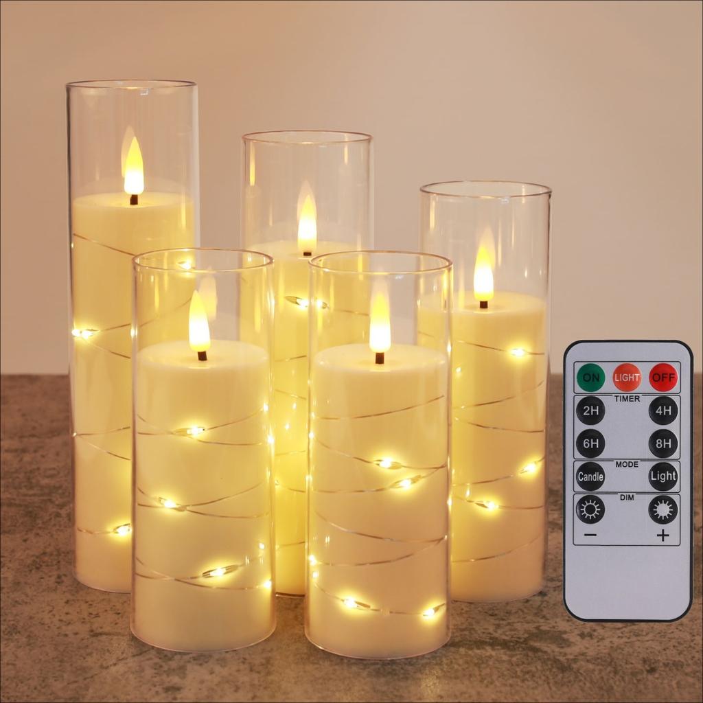 Flameless Flickering LED Candles with Lampshade Battery Operated Pillar Electronic Candles for Christmas Wedding Birthday Decor