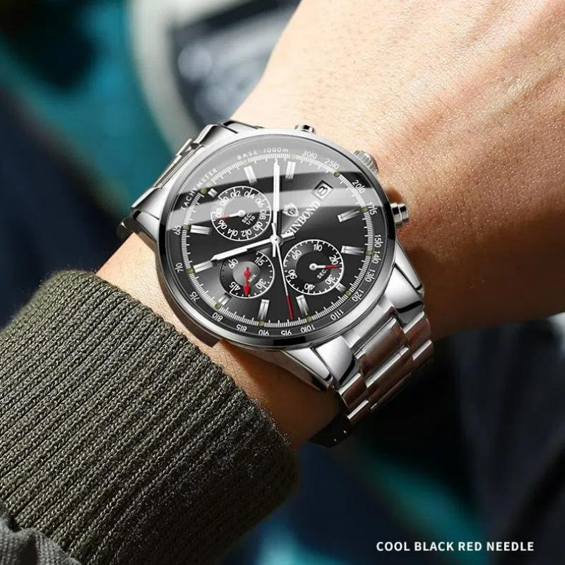 Luxury Mens Watches Luminous Waterproof Chronograph Luminous Man Wristwatch Leather Men Quartz Watch Casual Clock