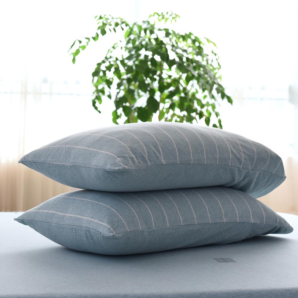 Pure Cotton Jersey Striped Bedding Set: Pillowcase, Duvet Cover, Fitted Sheet - Ideal for Dorms