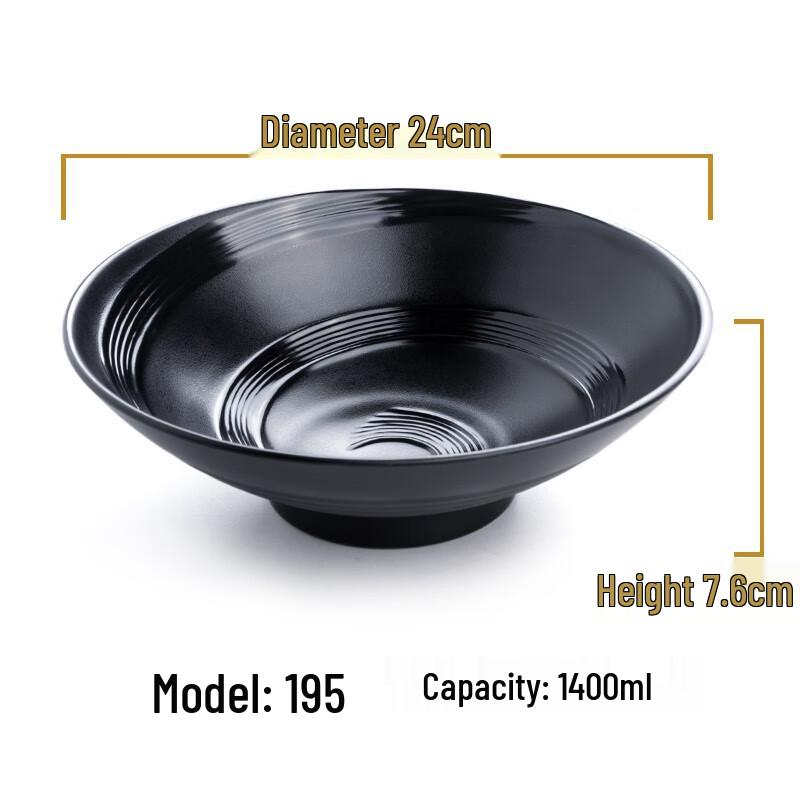 MOLUONA Black Melamine Noodle Rice Soup Bowl