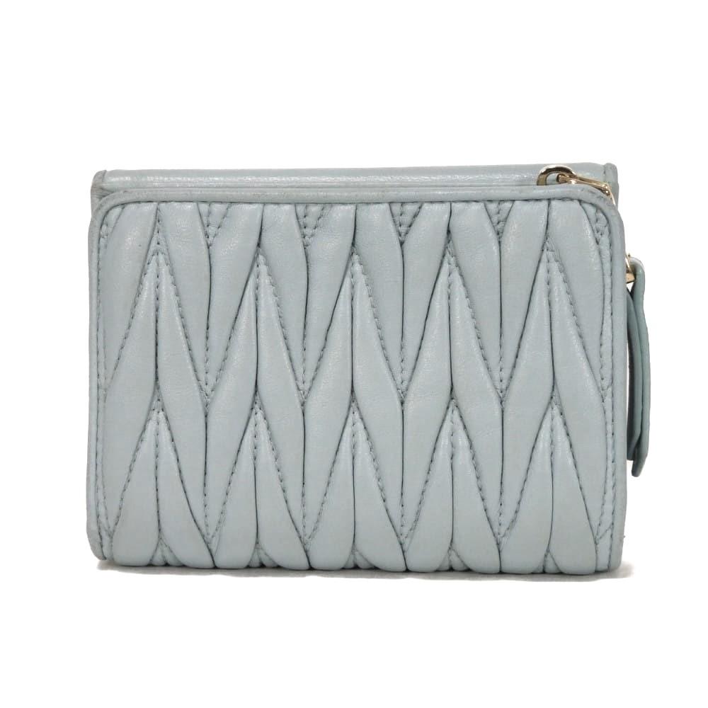 Used Matelasse Compact Zip Wallet (5ML002 N88 F0012 7941) with RFID and Lambskin. Metal logo. Cielo Women's from Japan