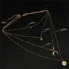 Multilayer Choker Horn Long Crescent Moon Pendant Necklace Chain Jewelry Women