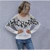 Leopard Gedruckt Frauen Pullover Casual Herbst Winter Knitted Schwarz Weiß Patchwork Langarm Lose Pullover