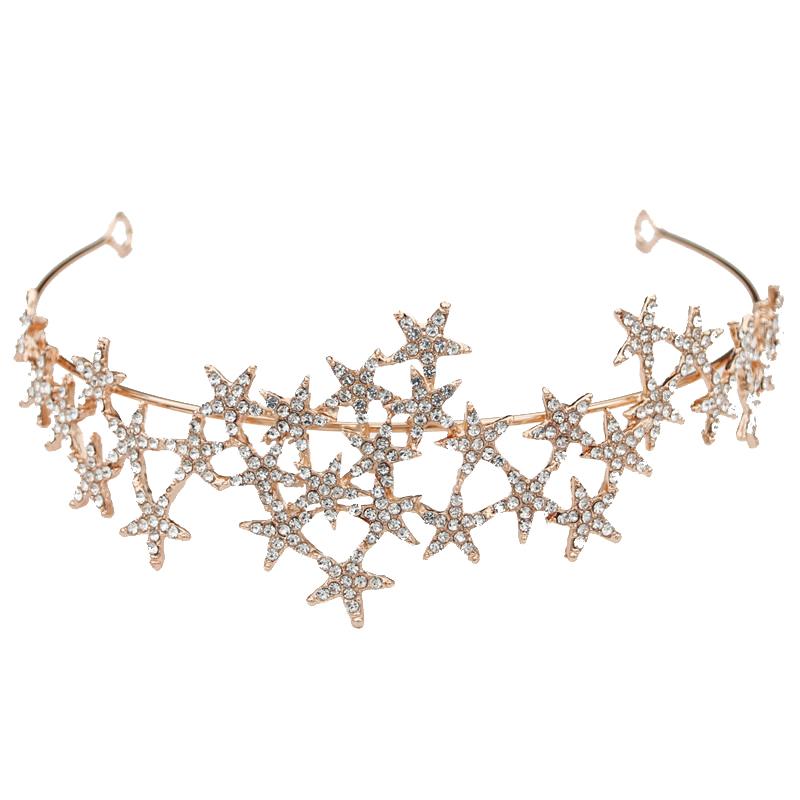 Luxus Strass Sterne Tiaras Krone für Frauen Braut Hochzeit Haar Schmuck Mädchen Stirnbänder Kopf Ornamente
