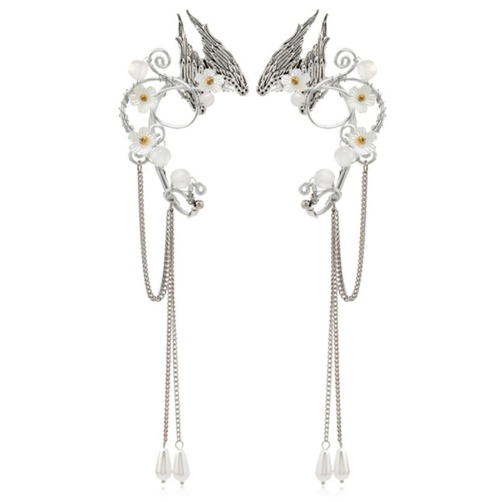 Estetické elfí náušnice s manžetami Andělská křídla Náušnice bez piercingu pro Halloween Cosplay Maškaráda Svatba