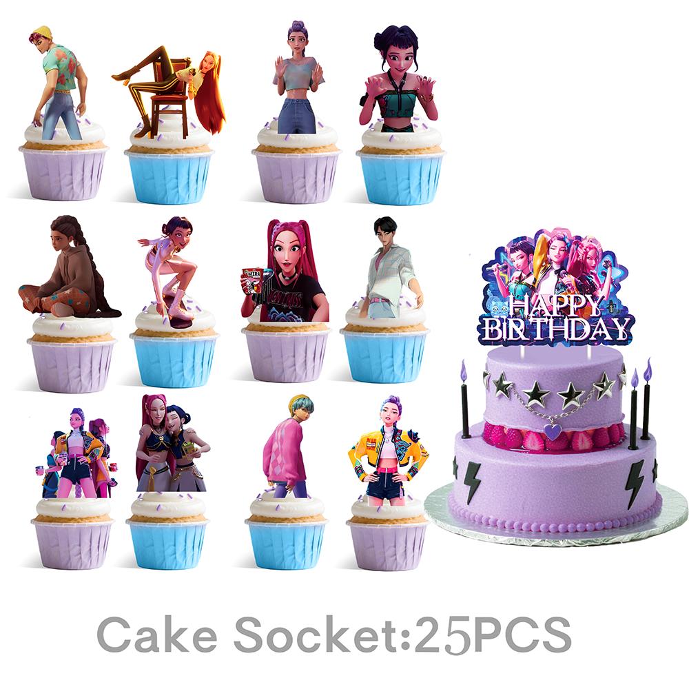Nuovo Set Festa con Palloncini Cacciatore di Demoni K-pop Stendardo Tavola Decorazioni Festa di Compleanno Festa Kpop Coreana Anime Palloncini Topper per Torta