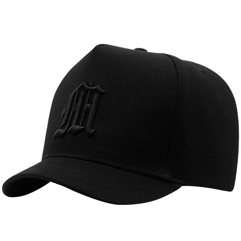 Big head circumference short brim baseball cap high top versatile hard top letter embroidered burgundy cap