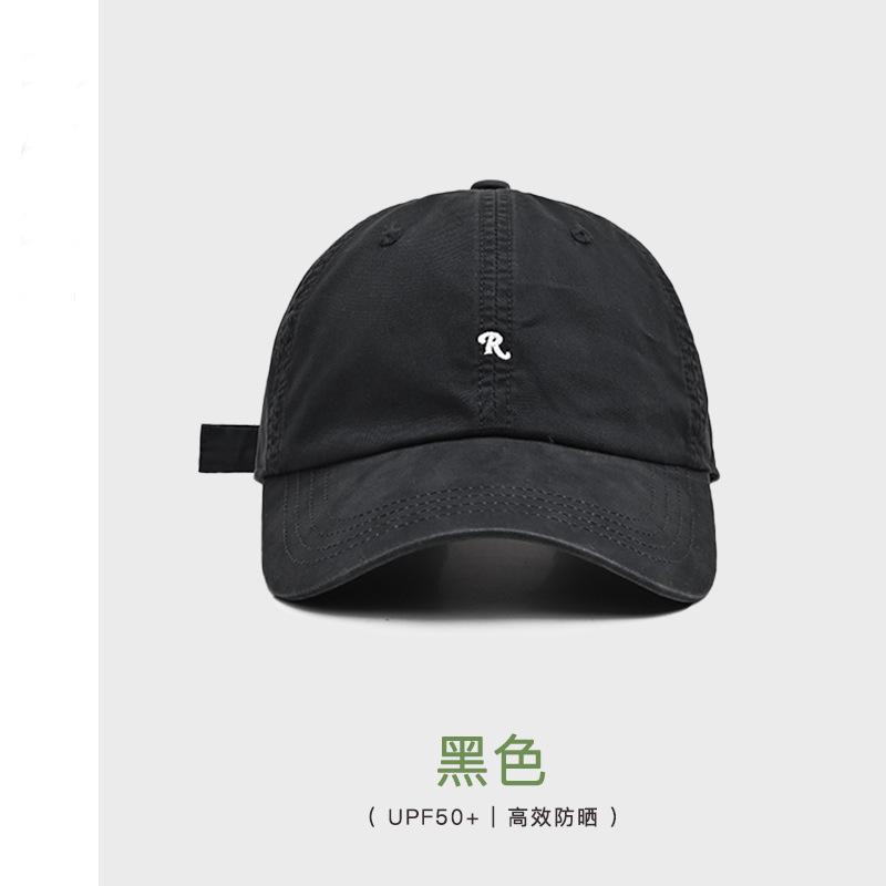 R standard embroidered soft-top baseball cap for women, small face, summer visor hat for men, four-season deep top cap