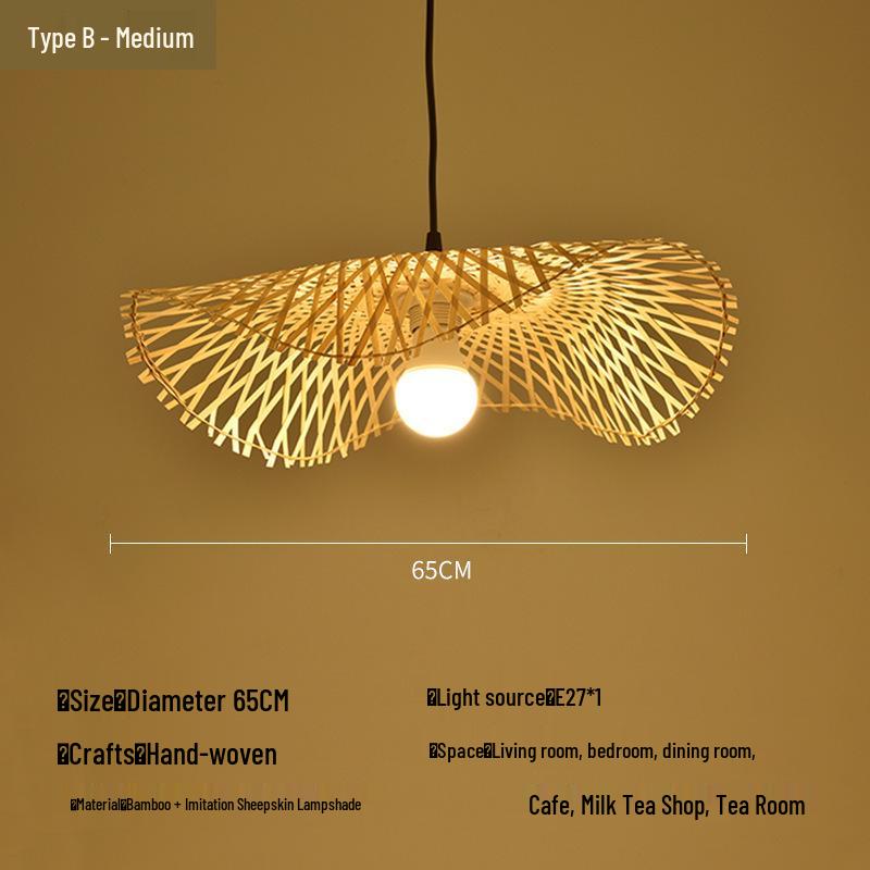 Bamboo Rattan Pendant Lamp: New Chinese & Japanese Style Zen Lighting for Tea Room & Dining, Antique Lantern Design.