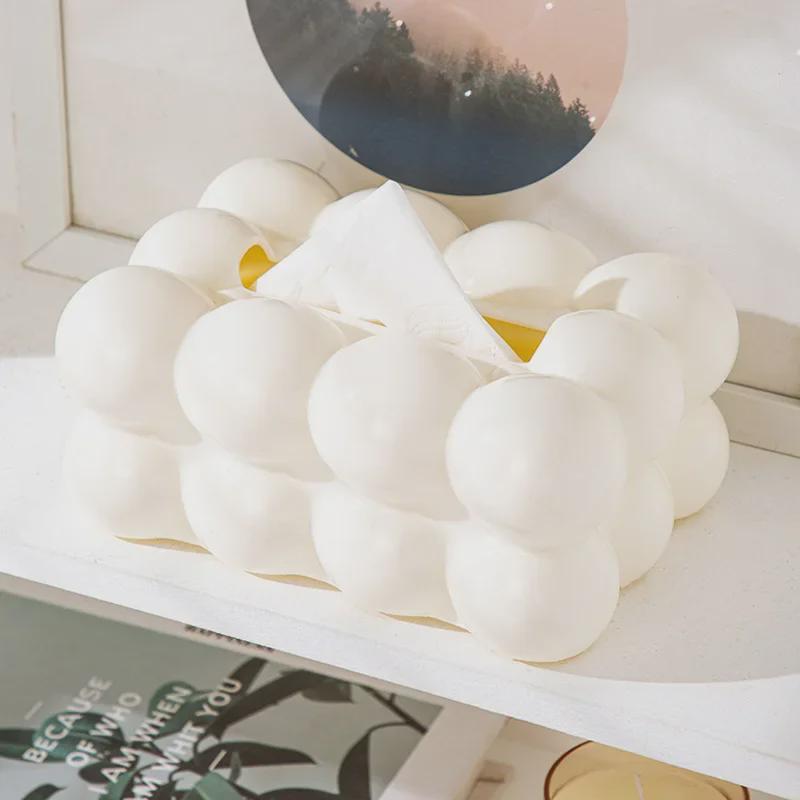 Girlish Style Marshmallow Tissue Box - Nordic Cream Design for Living Room Coffee Table Storage