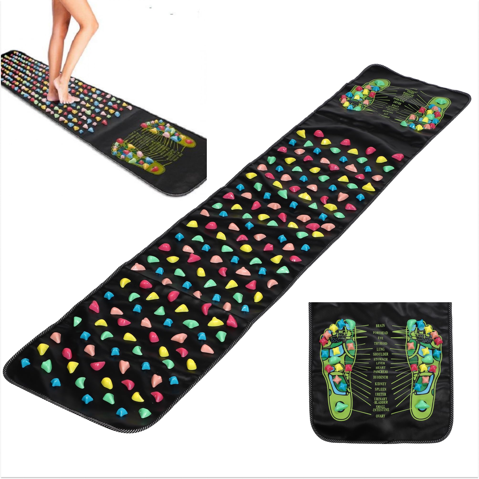 

175см Массажер для ног для рефлексологии стоп для здоровья, усталости, улучшения кровообращения, стресса, спины, подошвы стопы, точечный массажный коврик, поддержание, восстановление, чёрный