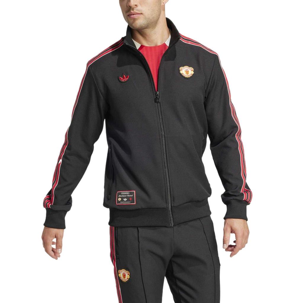 adidas Originals Manchester Weiche Bequeme Jacke mit Reißverschlusskragen Langarm Herrenjacke Schwarz JF0358