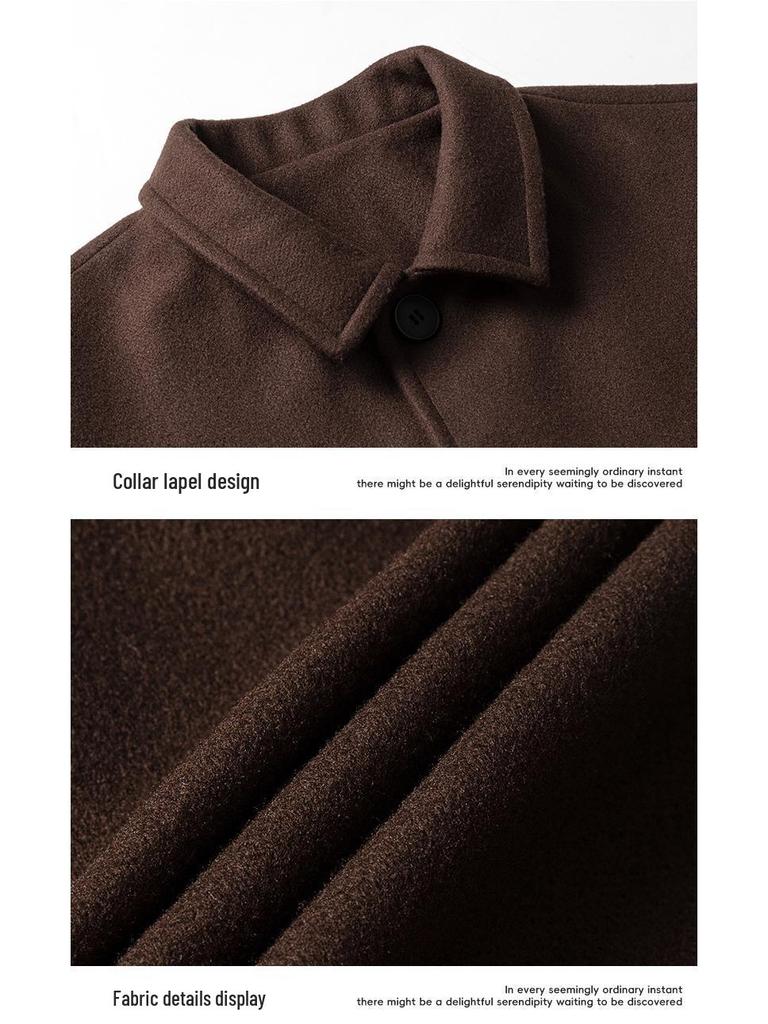 Men's Mid-Length Windproof Woolen Coat - Autumn/Winter, Japanese Style, Loose Fit, Thickened Lapel Jacket