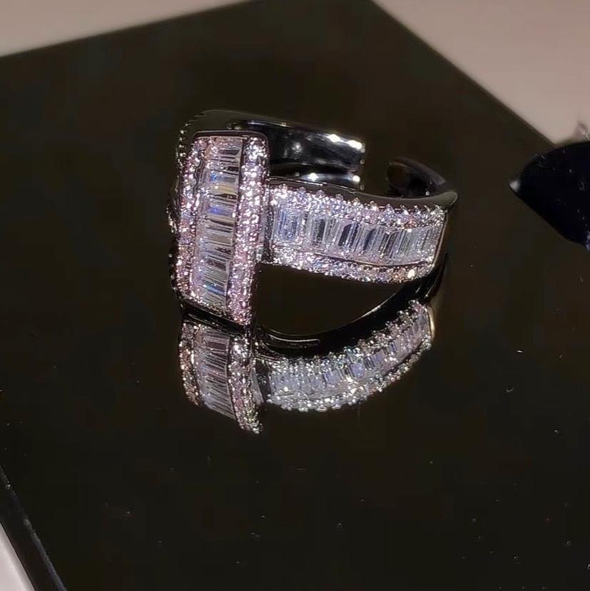 Micro Pave Shiny Zirkonia Knoten Ringe Für Frauen Neue Luxus Bijoux Offenen Ring Schmuck Großhandel