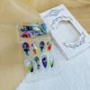 Halloween Press on Nails Medium Almond Fake Nails with Designs Cute Ghost Stick on Nails Rainbow Swirl False Nails Bat Acrylic Nails Cobweb