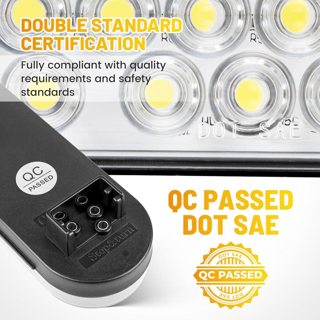 Oyviny 6 Inch Oval White LED Trailer Tail Lights With 24LEDs Super Bright Oval 6" Reverse/Backup Tail Lights With Flush Mount Grommets DOT SAE