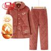 Langsha Elderly Women's Thickened Coral Fleece Pajama Set