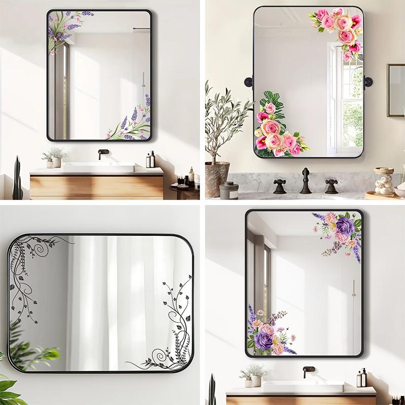 Spring Green Leaf And Floral Wall Stickers Glass Sticker For Shower Doors, Mirrors, Bathroom Glass Self-Adhesive Removable