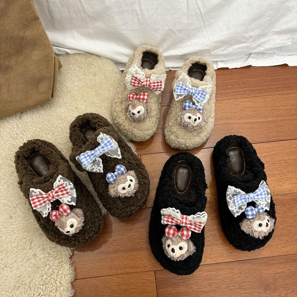 Cute Indoor Shirley Rose Cotton Slippers 2025 Autumn and Winter New Non-slip Indoor Home Can Wear Fluffy Slippers