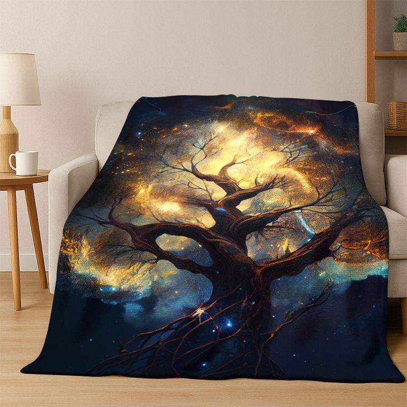 Lebensbaum Nordische Mythologie Yggdrasil Natur Cartoon Flanelldecke Weiche Wohndecke für Schlafzimmer Wohnzimmer Bett Reise Kind