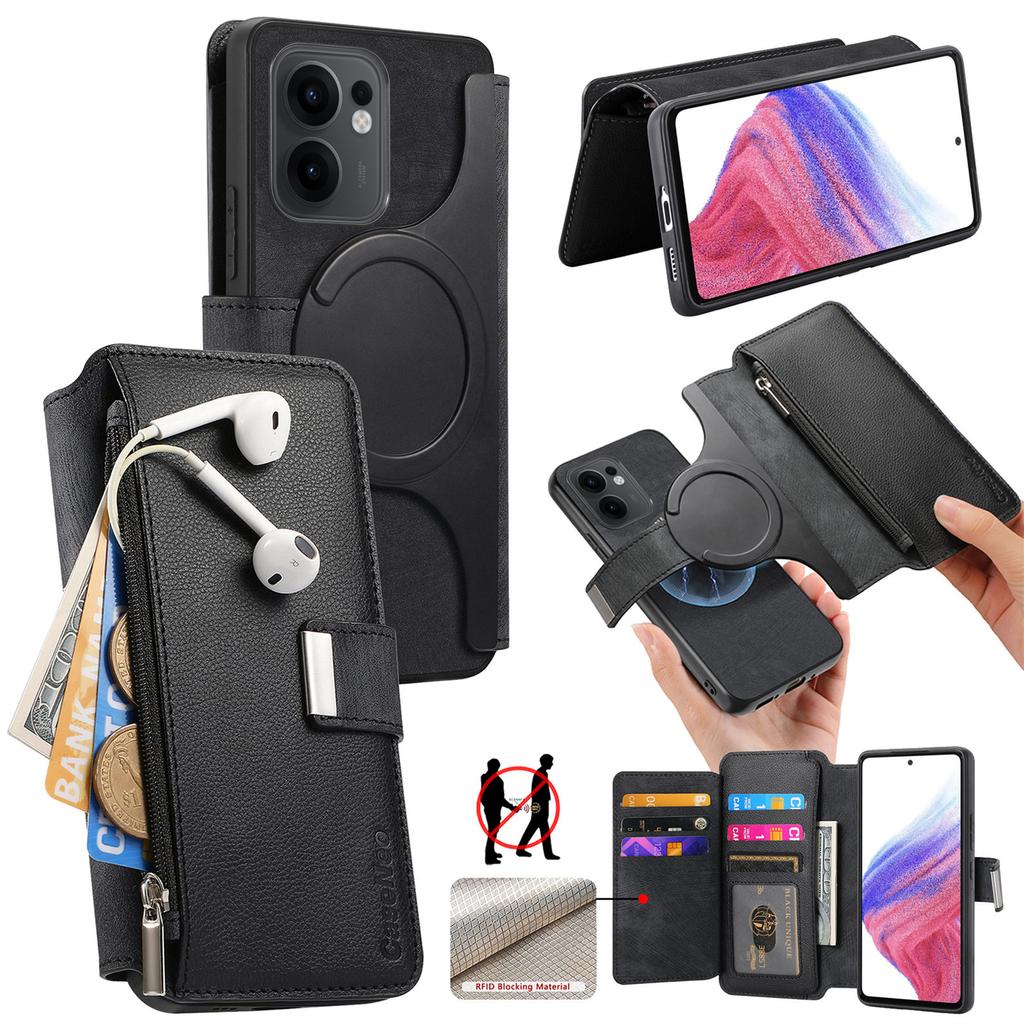 Pro Oppo Reno13 F 5G Pouzdro CASENEO MW-02 Odnímatelný Magnetický Kožený Vyklápěcí Kryt na Telefon