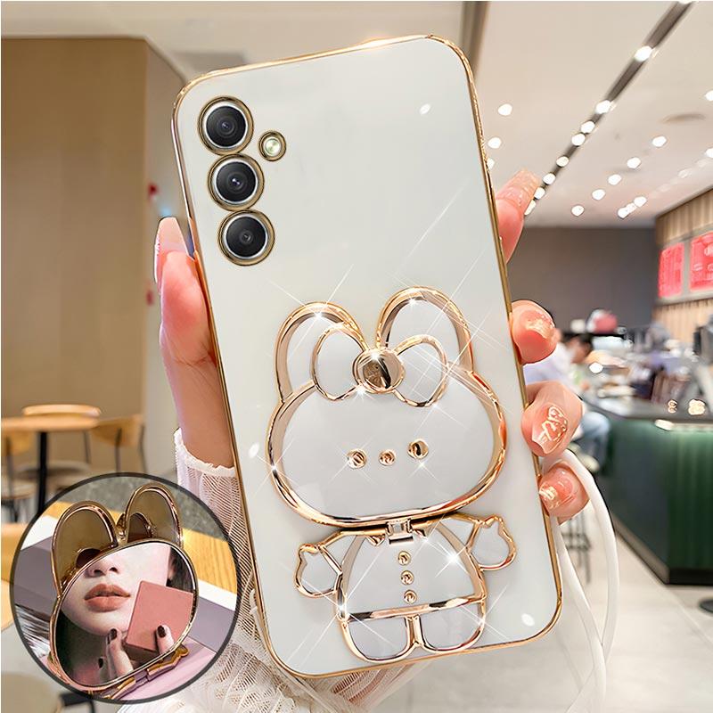 

Зеркальный чехол с ремешком кролика для Samsung Galaxy A34 A21S A20S A54 5G A10 A10S A11 A12 A13 A14 A750 A23 A01 A02 A04 A54, чехол